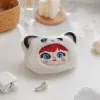 A white plush doll with panda ears, red hair and blue eyes, and a girl's mask details Picture